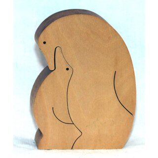 Holzpinguin mit Küken 3