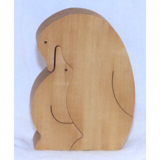 Holzpinguin mit Küken 04