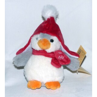 Plüschpinguin mit Mütze, 14-18 cm